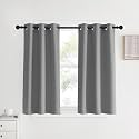 NICETOWN Room Darkening Kitchen Curtains, Silver Grey, 2 Panels, 34 by 40, Window Treatment Thermal Insulated Grommet Light Blocking Curtains &amp; Drapes for Bedroom/Cafe
