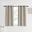 NICETOWN Room Darkening Short Curtain Panels for Cafe, Natural, 2 Panels, W34 x L40 -inch, Thermal Insulated Grommet Room Darkening Draperies/Drapes for Window