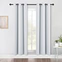 NICETOWN Room Darkening Window Curtain Panels, Easy-Care Solid Thermal Insulated Grommet Room Darkening Draperies/Drapes for Bedroom (2 Panels, 42 by 72, Platinum-Greyish White)