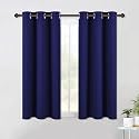NICETOWN Royal Blue Blackout Curtain Panels for Bedroom, 2 Panels, W42 x L40-inch, Thermal Insulated Grommet Top Blackout Draperies and Drapes for Basement