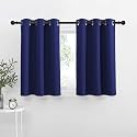 NICETOWN Royal Blue Blackout Kitchen Curtains - Energy Smart Blackout Grommet Curtain Panels for Bathroom/Loft Window/Living Room (42W by 36L 1.2 inches Header, Set of 2)