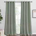 NICETOWN Sage Green Blackout Curtains Panels for Bedroom, 2 Panels, 52 x 92 Inch, 3 Pass Microfiber Noise Reducing Thermal Insulated Solid Ring Top Blackout Window Drapes
