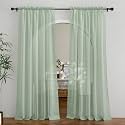 NICETOWN Sage Green Sheer Curtains for Living Room, Rod Pocket Soft &amp; Airy Voile Sheer Panels Window Treatments with Light Filtering for Home Office, 60" W x 84" L, Set of 4