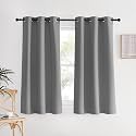 NICETOWN Silver Grey Bedroom Curtains 60 inch Length 2 Panels Set, 34" Wide, Solid Thermal Insulated Grommet Light Blocking Blackout Curtains &amp; Drapes for Living Room