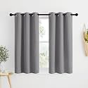 NICETOWN Silver Grey Blackout Curtain Panels for Bedroom, Thermal Insulated Grommet Top Blackout Draperies and Drapes for Basement (2 Panels, W34 x L48-inch)