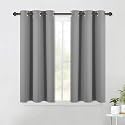 NICETOWN Silver Grey Small Window Blackout Curtain Panels for Bedroom, Thermal Insulated Grommet Top Blackout Draperies and Drapes (2 Panels, W42 x L45 -Inch)
