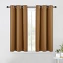 NICETOWN Sleek Blackout Curtains 45 inches Length for Small Windows, Noise Reducing and Block Draft Panels for Door Doorway Laundry Office Luxury Decor Theme (2 Panels, Gold Brown, W42 x L45 -Inch)