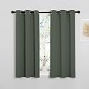 NICETOWN Sleek Blackout Curtains 48 inches Length for Small Windows, Dark Mallard Noise Reducing and Block Draft Panels for Door Doorway Laundry Office Luxury Decor Theme (2 Panels, W34 x L48 -Inch)
