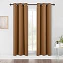 NICETOWN Sleek Blackout Curtains 72 inches Length for Windows, Noise Reducing and Block Draft Panels for Door Doorway Laundry Office Luxury Decor Theme (2 Panels, Gold Brown, W42 x L72 -Inch)