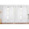 NICETOWN Soft White Sheer Curtains for Farmhouse, Rod Pocket Airy &amp; Breathable Voile Sheer Window Drapes with Light Filtering for Living Room/Bedroom, W54 x L102, 4 Panels