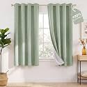 NICETOWN Soundproof Sage Green Half 100% Blackout Curtains W52xL63
