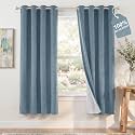 NICETOWN Stone Blue 100% Blackout Living Room Curtains W52 x L72