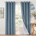 NICETOWN Stone Blue Blackout Curtains Faux Linen Blend W52xL90, 2 Panels