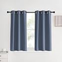 NICETOWN Stone Blue Thermal Insulated Curtains Blackout Draperies, Set of 2, 34 by 40 inches Long, Window Treatment Solid Grommet Room Darkening Drape Panels for Bedroom