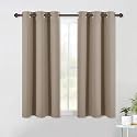 NICETOWN Taupe Blackout Curtain Panels for Bedroom, 2 Panels, W42 x L40-inch, Thermal Insulated Grommet Top Blackout Draperies and Drapes for Basement
