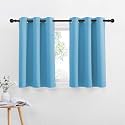 NICETOWN Teal Blue Blackout Curtain Panels for Bedroom, 2 Panels, W42 x L40-inch, Thermal Insulated Grommet Top Blackout Draperies and Drapes for Basement
