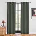 NICETOWN Thermal Curtains for Kids Room, Dark Mallard, Set of 2, 34 by 80 inches, Window Treatment Thermal Insulated Solid Grommet Blackout Drape Panels for Bedroom