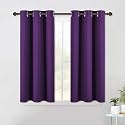 NICETOWN Thermal Insulated Blackout Draperies Curtains, Triple Weave Home Decoration Solid Ring Top Blackout Drape Panels for Bedroom (Set of 2, 42 x 45 Inch, Royal Purple)