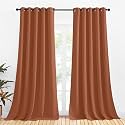 NICETOWN Thermal Insulated Burnt Orange Curtains for Living Room, Window Treatment Solid Grommet Room Darkening Drape Panels for Bedroom (Set of 2, 70 by 95 inches Long)