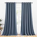 NICETOWN Thermal Insulated Curtains Blackout Draperies, Window Treatment Solid Grommet Room Darkening Drape Panels for Bedroom (Stone Blue, Set of 2, 70 by 95 inches Long)