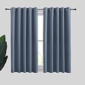 NICETOWN Thermal Insulated Curtains Blackout Draperies, Window Treatment Solid Grommet Room Darkening Drape Panels for Bedroom (Stone Blue, Set of 2, 70 by 54 inches Long)