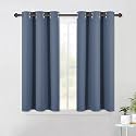 NICETOWN Thermal Insulated Curtains Blackout Draperies, Window Treatment Solid Grommet Room Darkening Drape Panels for Bedroom (Set of 2 Panels, 42 by 45 Inch Long, Stone Blue Blue)