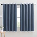 NICETOWN Thermal Insulated Curtains Blackout Draperies, Window Treatment Solid Grommet Room Darkening Drape Panels for Bedroom (Stone Blue, Set of 2, 70 by 63 inches Long)