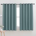 NICETOWN Thermal Insulated Greyish Blue Blackout Curtains for Bedroom, Window Treatment Solid Grommet Room Darkening Drape Panels for Bedroom (Set of 2, 70 by 63 inches Long)