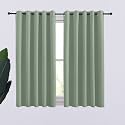 NICETOWN Thermal Insulated Greyish Green Curtains Blackout Draperies, Window Treatment Solid Grommet Room Darkening Drape Panels for Bedroom (Set of 2, 70 by 54 inches Long)