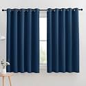NICETOWN Thermal Insulated Moroccan Blue Blackout Curtains for Bedroom, Set of 2, 70 by 63 inches Long, Window Treatment Solid Grommet Room Darkening Drape Panels for Bedroom