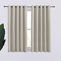 NICETOWN Thermal Insulated Natural Curtains Blackout Draperies, Window Treatment Solid Grommet Room Darkening Drape Panels for Bedroom (Set of 2, 70 by 54 inches Long)