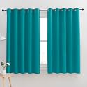 NICETOWN Thermal Insulated Peacock Teal Blackout Curtains for Bedroom, Window Treatment Solid Grommet Room Darkening Drape Panels for Bedroom (Set of 2, 70 by 63 inches Long)