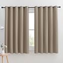 NICETOWN Thermal Insulated Taupe Blackout Curtains for Bedroom, Set of 2, 70 by 63 inches Long, Window Treatment Solid Grommet Room Darkening Drape Panels for Bedroom