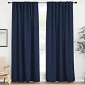 NICETOWN Vertical Blinds Window Curtain Panels - (Navy Blue Color) 62 by 84 inches, Set of 2 Panels, Energy Saving Blackout Curtains for Hall Room