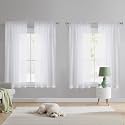 NICETOWN White Sheer Curtains 54 inches Long 4 Panels, 42 inch Wide Rod Pocket Light Filtering Drapes Translucent Modern Voile Airy &amp; Breathable Window Treatment for Kitchen