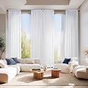 NICETOWN White Sheer Curtains 84 Inches Long, Translucent Voile Drapes with Airy Light Filtering Fabric for Patio Door and Living Room, 60" W x 84" L, 4 Panels Set