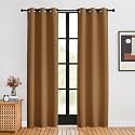NICETOWN Window Curtain Panels, Gold Brown, 1 Pair, 34 by 80-inch, Thermal Curtains Insulated Solid Grommet Blackout Draperies/Drapes for Loft Window
