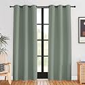 NICETOWN Window Curtain Panels, Greyish Green, 1 Pair, 42 by 80-inch, Thermal Insulated Solid Grommet Blackout Draperies/Drapes for Basement