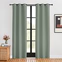 NICETOWN Window Curtain Panels, Greyish Green, 1 Pair, 34 by 80-inch, Thermal Insulated Solid Grommet Blackout Draperies/Drapes for Basement
