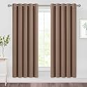 NICETOWN Window Draperies Blackout Curtain Panels, Window Treatment Thermal Insulated Solid Grommet Blackout Drapes for Bedroom (One Pair, 70 by 72 inches, Cappuccino)