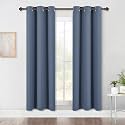 NICETOWN Window Treatment Blackout Curtain Panels, Home Décor Thermal Insulated Solid Grommet Blackout Draperies/Drapes for Bedroom (Set of 2 Panels, 42 by 72 Inch, Stone Blue)