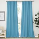 NICETOWN Window Treatment Blackout Curtains - (Teal Blue Color) 52 x 108 Inch, 1 Pair, Back Tab/Rod Pocket Blackout Draperies for Bedroom