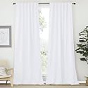 NICETOWN Window Treatment Curtains for Guestroom, (Pure White Color) W52 x L108, 2 PCs, Back Tab/Rod Pocket Draperies for Apartment