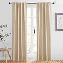 NICETOWN Window Treatment Room Darkening Curtains - (Biscotti Beige Color) 34 Width X 84 Length, 1 Pair, Solid Thermal Insulated Blackout Rod Pocket &amp; Back Tab Curtains and Drapes for Bedroom