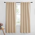 NICETOWN Window Treatment Room Darkening Curtains - (Biscotti Beige Color) 34 Width X 72 Length, 1 Pair, Solid Thermal Insulated Blackout Rod Pocket &amp; Back Tab Curtains and Drapes for Bedroom