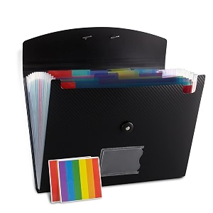 nicfaec expanding file folder 13 pockets black polypropylene