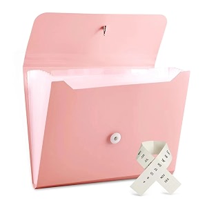 nicfaec expanding file folder with 13 pockets 82in x 11in pink