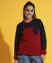 NICK AND JONES Colorblock Round Neck Casual Girls Red Sweater
