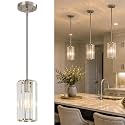 Nickel Pendant Light, Mini Crystal Chandelier Adjustable Fixture 3-Pack