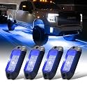 Nicoko 4Pods Pure Blue LED Rock Lights 72w high Power Rock Lights Neon Underglow Light for Car Trucks ATV UTV SUV Boat Underbody Glow Trail Rig Light IP68 Waterproof